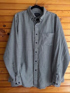 Pendleton Virgin Wool Shirt XL Navy White Check Button Down Long Sleeve